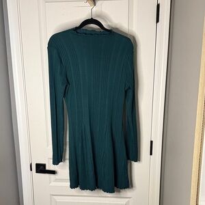 SO Teal Ribbed Long Sleeve Dress